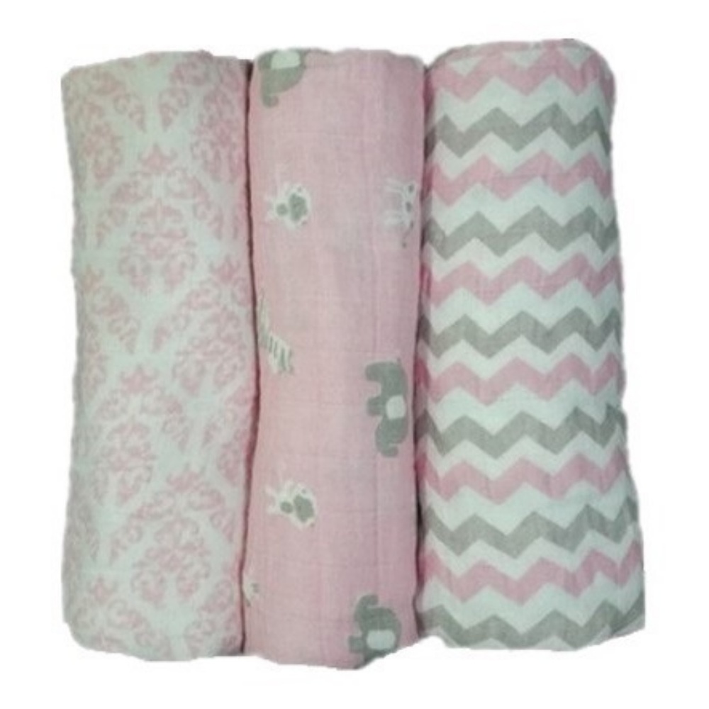 CLOSEOUT!! 100% Cotton Swaddle Blankets (Girl) - Picture 2 of 6